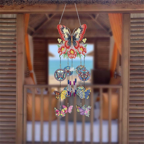 2Pcs Wind Spinner DIY Dotted Painting Wind Chime Double Sided Hanging 1
