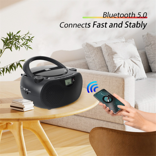 Lettore CD portatile con Bluetooth, radio AM/FM e porta USB. 1