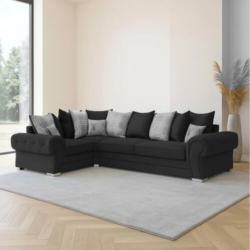 Furniture 786 Verona Scatter Back 1c2 Corner Sofa Black