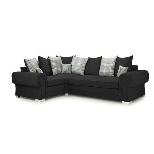 Furniture 786 Verona Scatter Back 1c2 Corner Sofa Black 1