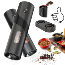 Ensemble moulin à sel et à poivre électrique rechargeable avec base de chargement