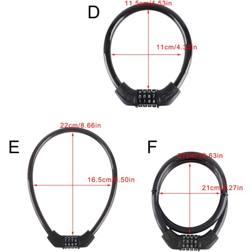 Durability Steel Cable Lock Bike Combination Lock Code Security AntiTheft Lock for Bicycles Protection 1