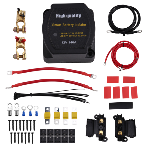 12V 140Amp Dual Battery Isolator VSR Sensitive Relay & Wiring Cable 1