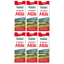 Lakeland Dairies Long life Skimmed UHT Milk, High Protein & Calcium, 1000ML (Pack of 6, Total 6000ML)