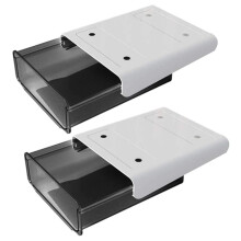 Organisateur de tiroir sous bureau, lot de 2 boîtes de rangement pour crayons en plastique noir auto-adhésives,