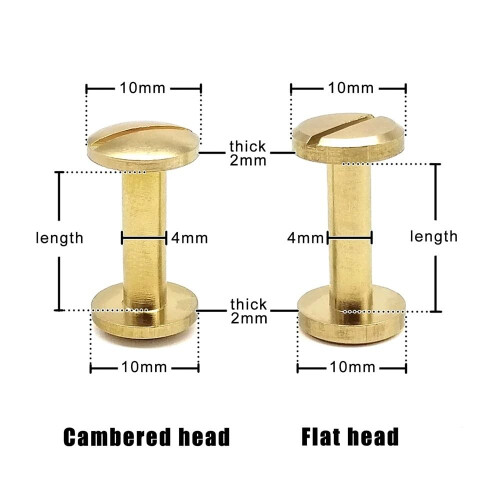 Brass Copper Flat Round Head Stud Chicago Screw Rivet for Leather Craft Ref: 9735 2