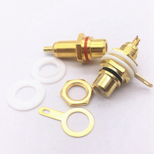 40Pcs Gold Plated RCA Terminal Jack Plug Female Socket Chassis Panel Connector for Amplifier Speaker 1