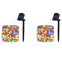 Solar LED String Lights, 10M Waterproof Flexible Fairy Christmas Lights, Used in Outdoor Courtyards,Color 2 Pieces