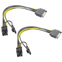 15Pin SATA Male to 8Pin(6+2) PCI-E Power Supply Cable SATA Cable 15-Pin to 8 Pin Cable 18AWG Wire for Graphic Card(2Pcs)