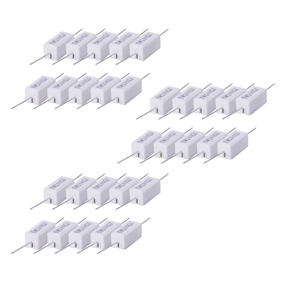 30X Wirewound Ceramic Cement Resistors 100 Ohm 5W Watt 5% 4712591981076