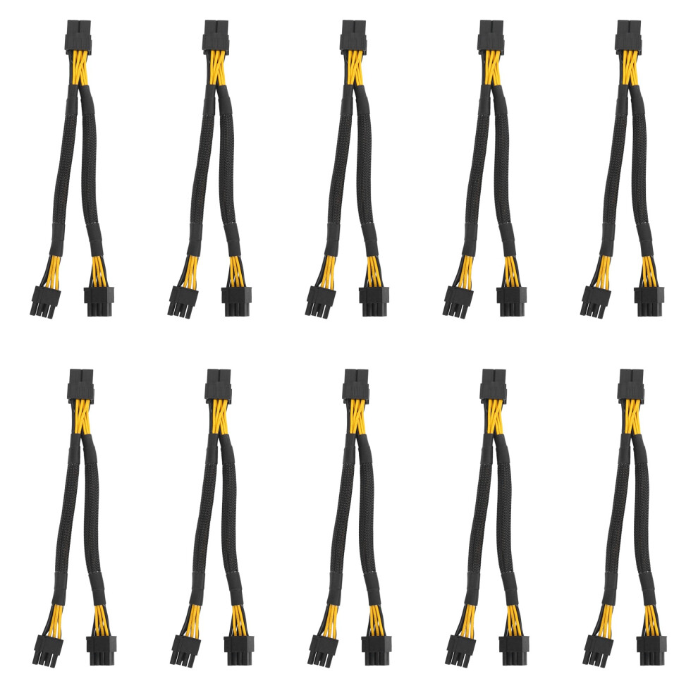 10Pc Gpu Pcie 8 Pin Female To Dual 2X 8 Pin (6+2) Male Pci Express Power Adapter Braided Y-Splitter Extension Cable,20Cm 4711183821899