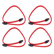 4pcs 50CM SATA 3.0 III SATA3 7Pin Data Cable 6Gb/S SSD Cables HDD Hard Disk Data Cord with Nylon Sleeved(Red)