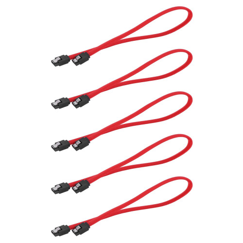5pcs 50CM  3.0 III SATA3 7Pin Data Cable 6Gb/S SSD Cables HDD Hard Disk Data Cord Premium Version(Red)