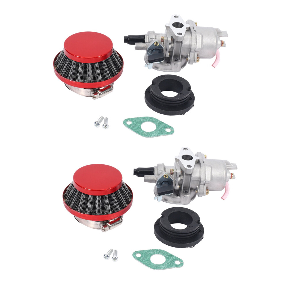 2X Carburetor Carb Carby + Air Filter + Stack For 2 Stroke 47Cc 49Cc Engine Parts Red 4713889848781