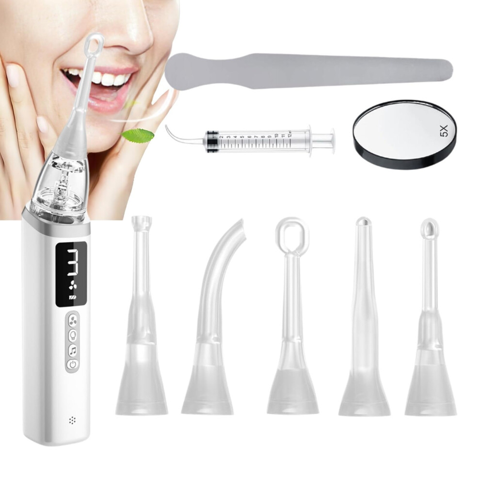Tonsil Stone Removal Kit, 3 Suction Modes, Mouth Light with 5x Magnification, Oral Irrigator to Fight Bad Breath (008)