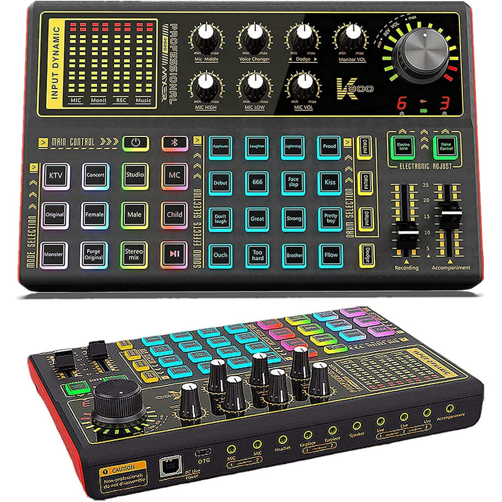 Audio Interface For Multi-Platform Live Streaming, Professional Audio Mixer With Dj Mixer Effects And Voice Changer, Live Sound Card With Quad-Core Ds 9486358106402