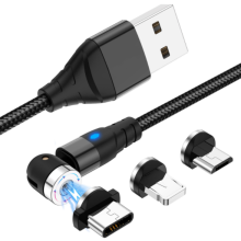 Cablu de încărcare magnetică, capete magnetice 3 în 1 pentru compatibilitate universală cu dispozitivele, încărcare rapidă și soluție de