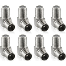 Conector unghiular pentru instalare în spații înguste, adaptor coaxial de 90 de grade tip F femelă-mascul pentru componentă audio-video