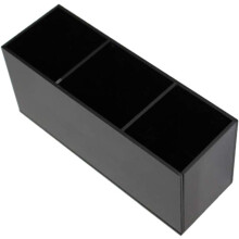 Elegante organizer per pennelli da trucco con raffinata teca espositiva, che migliora l'ordine e l'estetica del piano del lavabo.