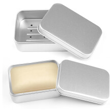 Saboneteira com tampa, em alumínio, à prova d'água e resistente à ferrugem, com design quadrado e sistema de drenagem automática. Ideal para