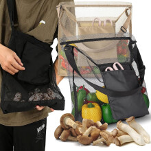 Mesh Foraging Bag - Large Harvest Fruit Vegetable Mesh Foraging Pouch, Large Capacity Mushroom Foraging Bag with Adjustable Shoulder Strap,2 pack