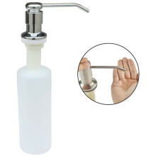 Dispensador de sabão embutido para pia com design de recarga superior, bomba com acabamento em níquel escovado em aço inoxidável para bancada de