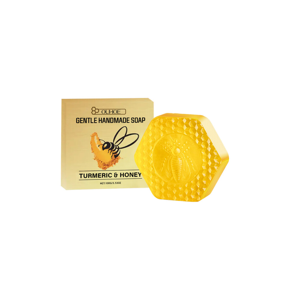(100g) OUHOE Turmeric Cleansing Soap Cleansing Skin Comfortable and Refreshing Body Beautification Bath Soap