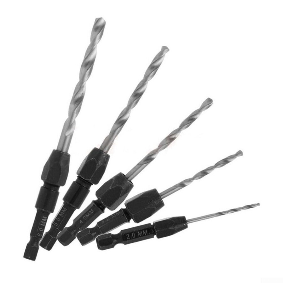 5 Pieces Of Quickrelease Drill Chuck Countersink Drill Bits Hss 6542 Hex Shank Drill Bits For Precision Cutting, 2Â6 Mm 9365049630542