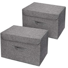 Foldable Storage Box with Lids, Linen Fabric Decorative Storage Containers, Reinforced Handles for Easy Carrying, Eco-Friendly Closet Organizer, Space