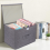 Foldable Storage Box with Lids, Linen Fabric Decorative Storage Containers, Reinforced Handles for Easy Carrying, Eco-Friendly Closet Organizer, Space 7