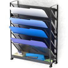Organizzatore di documenti salvaspazio per archiviazione verticale, robusto organizer da parete in metallo per ufficio e casa (nero)