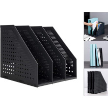 Collapsible Magazine Holder, Desktop Organiser with Space-Saving Design and Durable PP Material for Office, School, Home (3 Vertical Compartments)