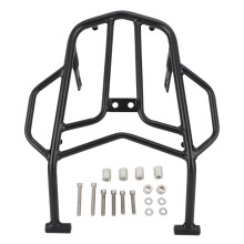 Portapacchi posteriore per moto con trattamento di verniciatura nera e robusto telaio portabagagli. Struttura in metallo di alta qualità, resistente
