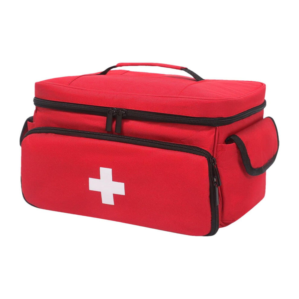 Red Medical Bag Nurse Clinic Bag, Waterproof First Aid Bag Travel Pharmacy Bag, Empty Nurse Bag For Home, Pill Bottle Storage Bag For Home Visits