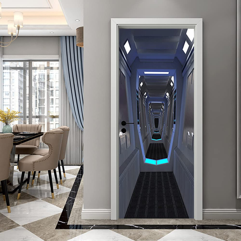 Spaceship Door Sticker Wallpaper 3D Door Mural Selfadhesive Waterproof 77X200cm 9189345763731