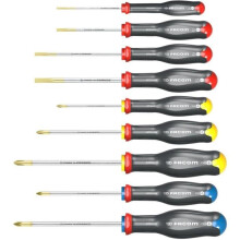 9-teiliges Protwist-Schraubendreher-Set - FACOM - AT.9PB - Schlitz/Phillips/Prozidriv - Standard - Grau