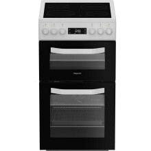 Hotpoint HDE5VDCW 50cm Electric Double Cooker with 4 Zone Ceramic Hob - White