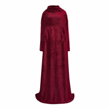 Elegante, tragbare Decke aus luxuriösem Fleece mit geräumigen Ärmeln, ideales Geschenk für Sie und Ihn, Rot, mit Kängurutasche vorne und