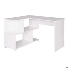 Bureau angolare per adulti con scaffali 100 cm bianco 19_0000549
