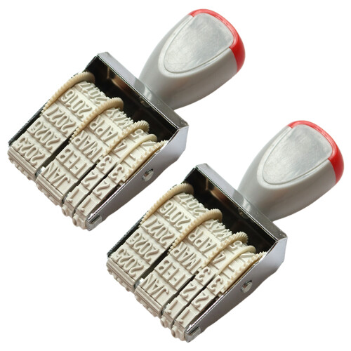 2Pcs Portable Rotating English Date Stamper Professional Stamper