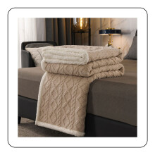 Plaid en polaire sherpa d'aspect luxueux, couverture douce et légère à motif touffeté pour canapé ou lit, blanc camel clair, 150 x 200 cm, A