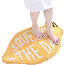 Funny Fruit Rug, Absorbent, Non-Slip Backing with Anti-Skid Tpr Bottom, High-Quality Microfiber Bathroom Mat, Easy to Clean, Lemon Shaped for Kitchen
