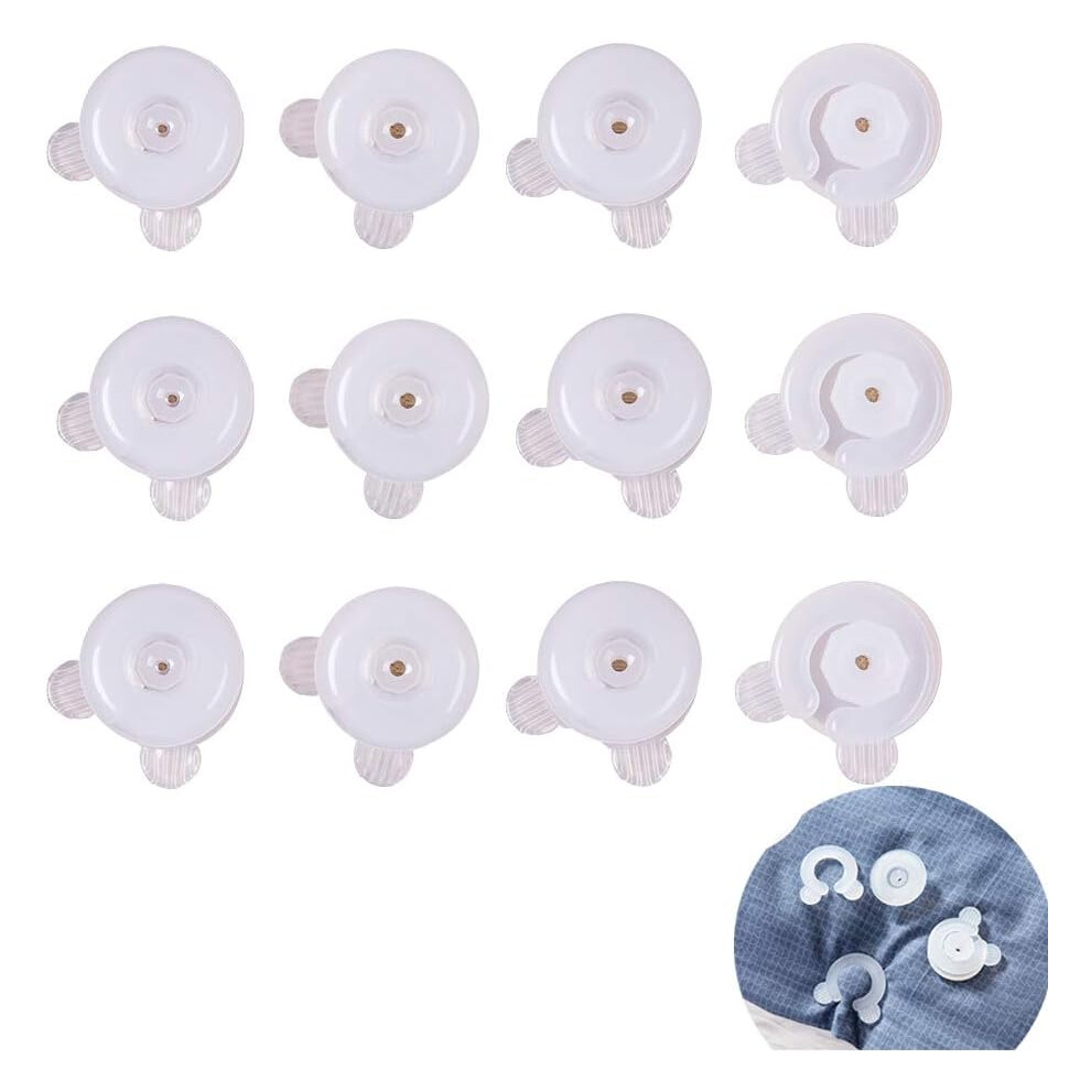 Duvet Donuts Holders, Transparent Multi Purpose Uses Duvet Pins, Comforter Grippers for Preventing Shifting, 12 Pack