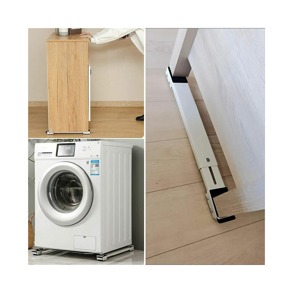 Adjustable Furniture Appliance Rollers, Heavy Duty Appliance Rollers For Refrigerator, Washer And Dryer Moving Base, Gray, Non-Slip Pads, Lock Brake, 9128293315661