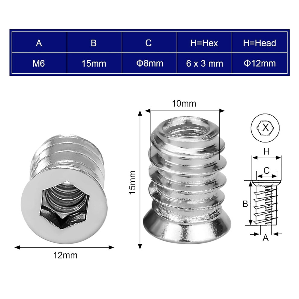 Durable Furniture Screw In Nut, Threaded Insert For Wood Ensures Long-Lasting Hold With Rust-Resistant Zinc Alloy Construction For Hardwood, Solid 9128293315449