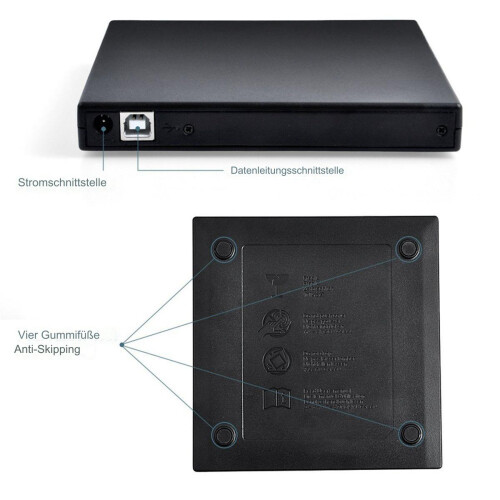 External CD DVD Drive, Backwards Compatible with USB2.0 Intelligent Technology Shockproof Low Noise Multifunctional and Practical, Plug & Play No Driv 2
