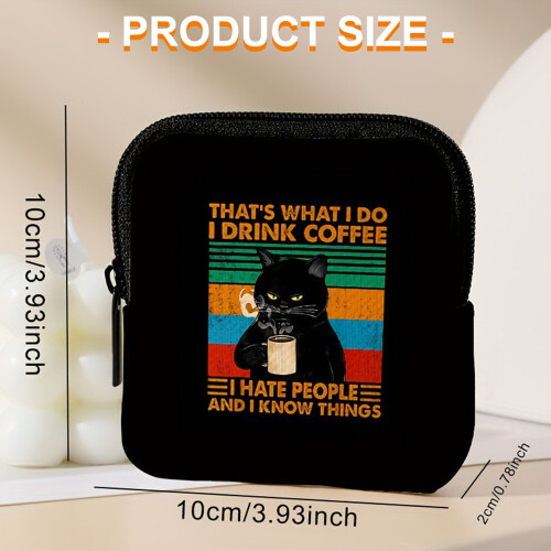 Support compact pour serviettes hygiéniques,-chat noir sur jaune 2