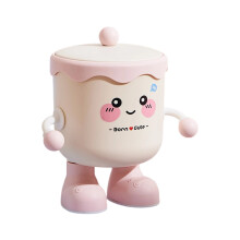 Seau d'organisation de bureau en plastique avec couvercle-Rose