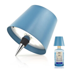 （Blu)MU LIN lampada bottiglia ricaricabile,lampada da tavolo senza fili,Controllo Touch da 3 Modalita Temperatura di Colore, Dimmerabile, p