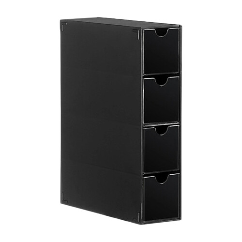 Space Saving Stackable Drawer Organizers-Black 4 layer storag